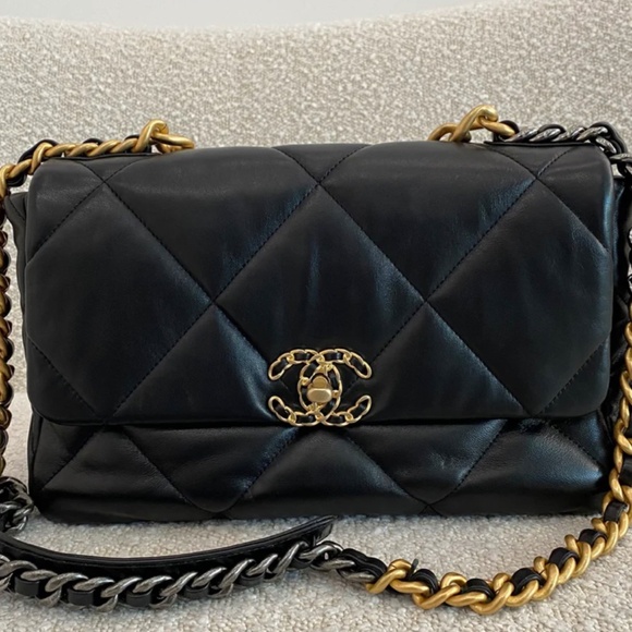 Authentic Chanel 19 Large Black Lambskin - Picture 12 of 13